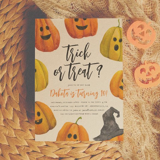 Invitation Tricoter ou traiter Halloween Citrouille fête d'an