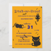 Invitation Tricoter ou traiter | Halloween de chats noirs mig (Devant)