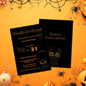Invitation Tricoter ou traiter | Halloween de chats noirs mig