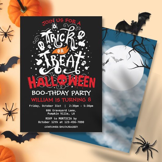 Invitation Tricoter ou traiter Halloween fête d'anniversaire