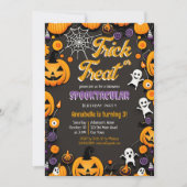 Invitation Tricoter ou traiter la fête d'Halloween rétro supe (Devant)