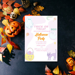 Invitation tricoter ou traiter l'heure de la fête halloween