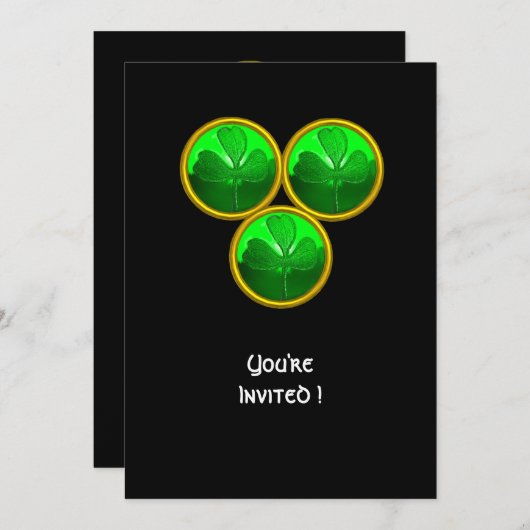 INVITATION TRINITÉ DE LA FEUILLE DE TRÈFLE DE LA SAINT PATRIC (Devant / Derrière)