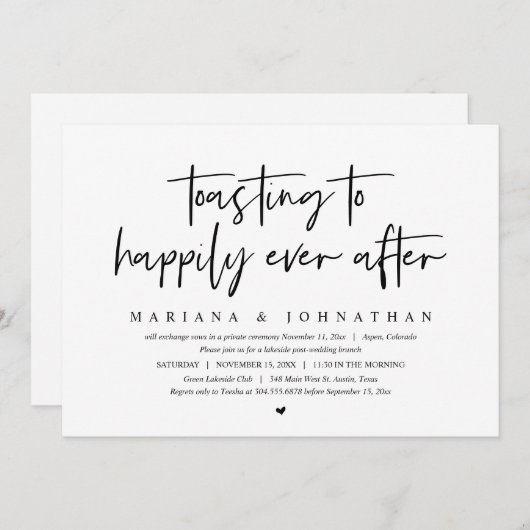 Invitation Trinquer à un bonheur éternel, Brunch de mariage (Devant / Derrière)