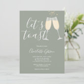Invitation Trinquons au mariage Code QR Vert Sauge (Debout devant)