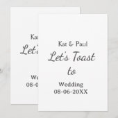 Invitation Trinquons au mariage nom date couple simple (Devant / Derrière)