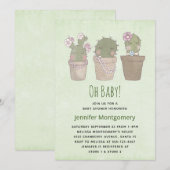 Invitation Trio de cactus souriants mignons Shower de bébé à  (Devant / Derrière)