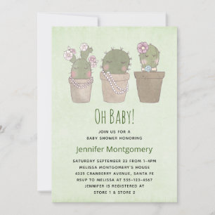 Invitation Trio de cactus souriants mignons Shower de bébé à 