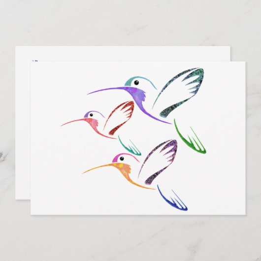 Invitation Trio de colibri de patchwork (Devant / Derrière)