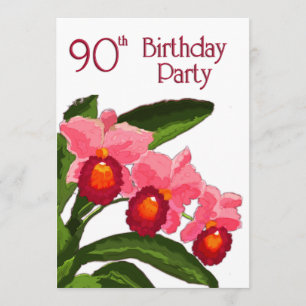 Invitation Trio de la fête d'anniversaire de Cattleyas 90