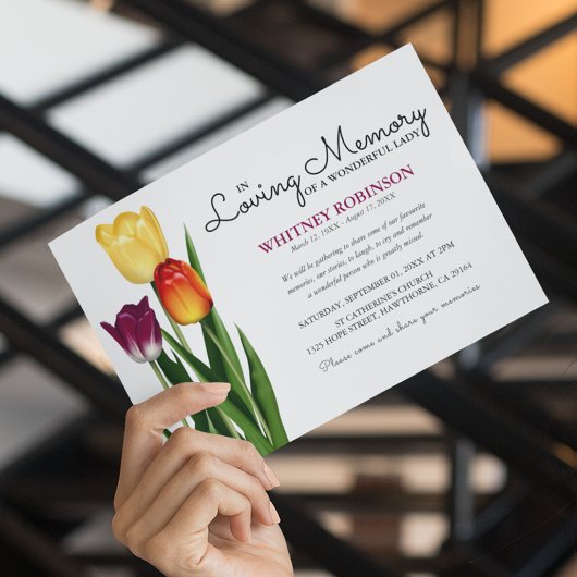 Invitation Trio de Tulipes dans la mémoire aimante | Funérail
