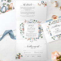 Invitation triple avec RSVP "Blissful" Mariage