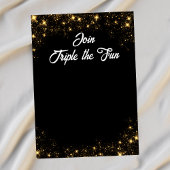 Invitation Triple Celebration Joint Birthday Gold Black 
