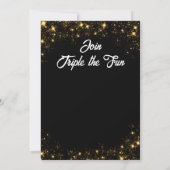 Invitation Triple Celebration Joint Birthday Gold Black  (Dos)
