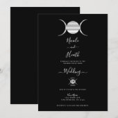 Invitation Triple Déesse Cycle Lunaire Mariage Argent & Noir (Devant / Derrière)