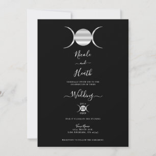 Invitation Triple Déesse Cycle Lunaire Mariage Argent & Noir