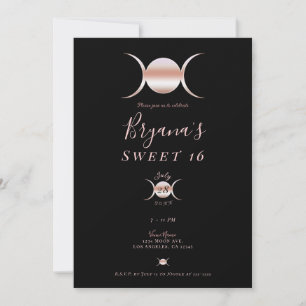 Invitation Triple Déesse Cycle Lunaire Rose & Noir Douze Ans