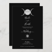 Invitation Triple déesse Moon Cycle Argent et Mariage noir (Devant / Derrière)