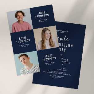 Invitation Triple diplômé de 3e année Photo Fête de remise de