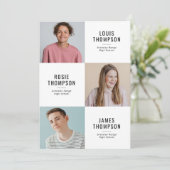 Invitation Triple diplômé de 3e Photo Fête de remise de diplô (Debout devant)