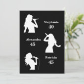 Invitation Triple minimaliste amusant Noir Jonction Anniversa (Debout devant)