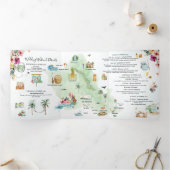 Invitation triple pli | Week-end de mariage à Oahu (Intérieur)