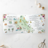 Invitation triple pli | Week-end de mariage à Oahu (Intérieur)