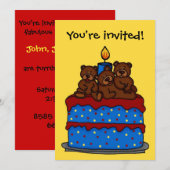 Invitation triplé sur l'invitation de la fête d'anniversaire  (Devant / Derrière)