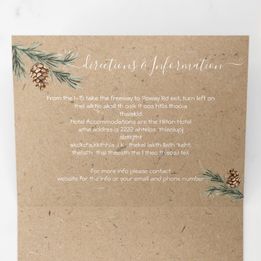 Invitation triplée du Mariage forestier rustique (Intérieur en premier)