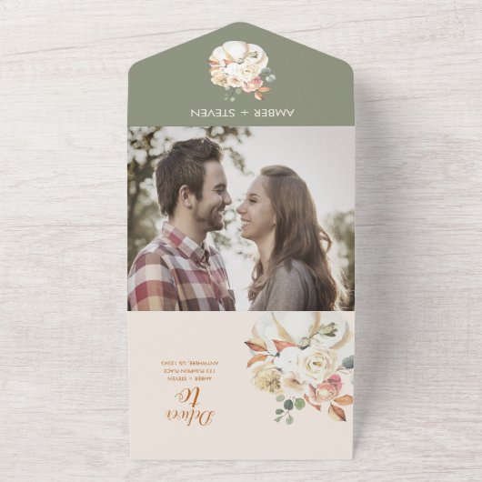 Invitation Triplée Mariage d'automne (Dehors)