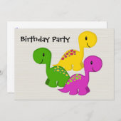 Invitation Triplés de Baby Dino (Devant / Derrière)