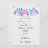 Invitation Triplés Sur Le Baby shower En Cloche (Devant / Derrière)