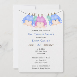Invitation Triplés Sur Le Baby shower En Cloche