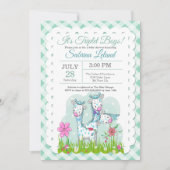 Invitation Triplet Boys Adorable Giraffes Baby shower (Devant)