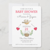 Invitation Triplet Mama Bird Baby shower volant (Devant)