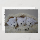 Invitation Triplet ours baby shower (Devant / Derrière)