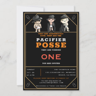 Invitation Triplets amusants Pacifique Posse Wild West Annive