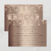 Invitation Triplets Baby shower Pied Rose Parties scintillant (Devant / Derrière)