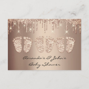 Invitation Triplets Baby shower Pied Rose Parties scintillant