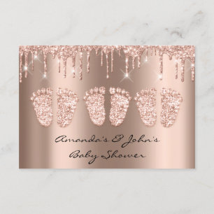 Invitation Triplets Baby shower Pieds Rose Gold Girl garçon