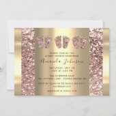 Invitation Triplets Baby shower Pieds Rose Parties scintillan (Devant)