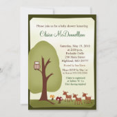 Invitation TRIPLETS Bébé Cerf Baby shower forestier forestier (Devant)