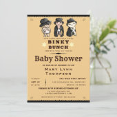 Invitation Triplets Cute Baby shower Occidental Binky Bunky (Debout devant)