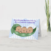 Invitation Triplets Garçon Baby shower Pea dans une invitatio (Devant)