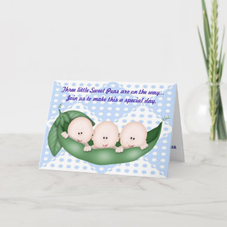 Invitation Triplets Garçon Baby shower Pea dans une invitatio