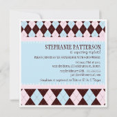 Invitation Triplez le baby shower à motifs de losanges de (Dos)