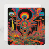 Invitation Trippy Vintage 1960s Psychedelic Retro Artwork (Devant / Derrière)