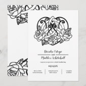 Invitation Triquetra Celtique Coeur noeud floral (Devant / Derrière)