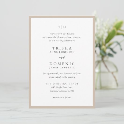 Invitation Trisha Earthy Neutral Mariage moderne (Debout devant)