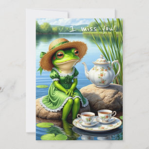 Invitation Triste grenouille dans un casquette. Tu me manques